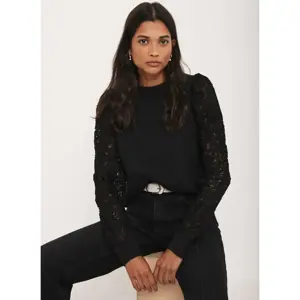 Mint Velvet Black Lace Sleeve Sweatshirt